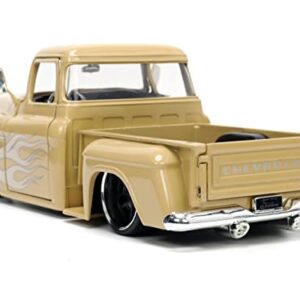 Jada Toys Just Trucks 1:24 1955 Chevy Stepside Pickup Die-cast Car Tan with Tire Rack, Toys for Kids and Adults (26144)