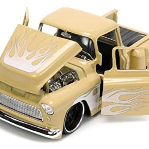 Jada Toys Just Trucks 1:24 1955 Chevy Stepside Pickup Die-cast Car Tan with Tire Rack, Toys for Kids and Adults (26144)