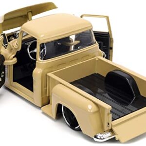 Jada Toys Just Trucks 1:24 1955 Chevy Stepside Pickup Die-cast Car Tan with Tire Rack, Toys for Kids and Adults (26144)