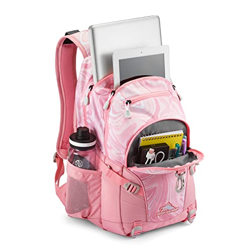 High Sierra Loop Backpack, Travel, or Work Bookbag with tablet sleeve, One Size, Pink Marble - Bubblegum Pink
