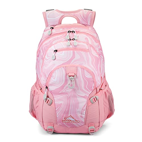 High Sierra Loop Backpack, Travel, or Work Bookbag with tablet sleeve, One Size, Pink Marble - Bubblegum Pink