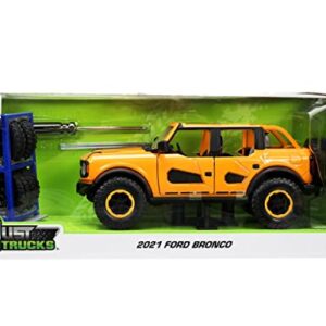 Jada Toys Just Trucks 1:24 2021 Ford Bronco Die-cast Car Orange with Tire Rack, Toys for Kids and Adults