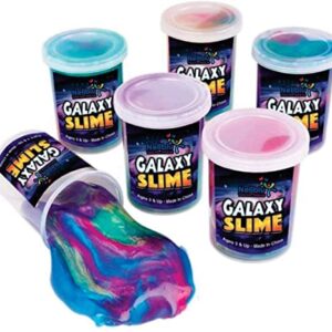 Neliblu - 6 Pack Galaxy Slime 1.5"x3" - Assorted Unicorn Party Favors, Stress Relief Toys for Kids, DIY Decoration - Bulk Party Pack - Goodie Bag Stuffers - 6 Marble Rainbow Non Toxic Galaxy Slime Kit