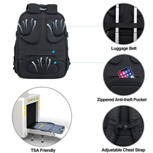 KROSER Travel Laptop Backpack 18.4 Inch XXXL Gaming Backpack with Hard Shell Saferoom RFID Pockets Water-Repellent Business College Daypack Stylish Laptop Bag for Men/Women-Black…