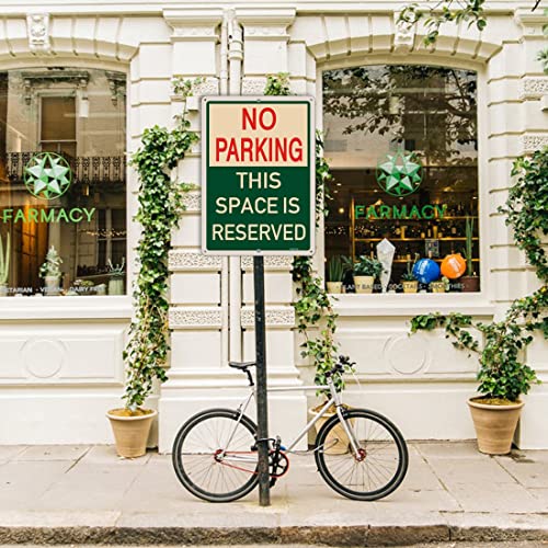 2 Pack No Parking This Space is Reserved Signs 14x10 Inches No Parking Signs Traffic Control Signs Metal Reflective Sturdy Rust Aluminum Weatherproof Durable Easy to Install