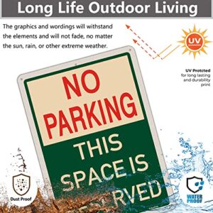 2 Pack No Parking This Space is Reserved Signs 14x10 Inches No Parking Signs Traffic Control Signs Metal Reflective Sturdy Rust Aluminum Weatherproof Durable Easy to Install