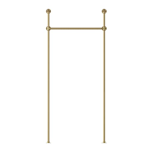 MBQQ Industrial Pipe Clothing Rack,Vintage Commercial Grade Pipe Clothes Racks,Display Rack On Wall for Hanging Clothes Retail Display,Heavy Duty Steampunk Iron Garment Racks,Gold