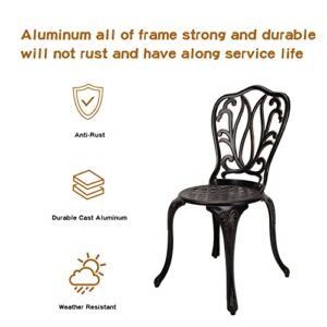 3-Piece Patio Bistro Furniture Set Cast-Aluminum Bistro Table Set for Lawn,Garden,Backyard (YILI Copper)