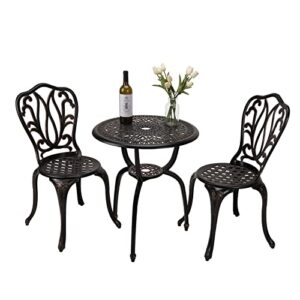 3-Piece Patio Bistro Furniture Set Cast-Aluminum Bistro Table Set for Lawn,Garden,Backyard (YILI Copper)