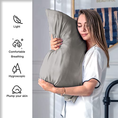 Silk Pillowcase for Hair and Skin,Soft,Breathable and Sliky 100% Standard Size Pillow Cases Set of 2,Both Sides Natural Mulberry Silk Pillowcases with Hidden Zipper(Standard Size 20"X 26",2pcs)