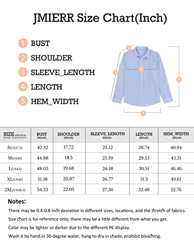 JMIERR Mens Slim Fit Casual Button Down Dress Shirts Pinpoint Stripe Long Sleeve Fall Shirt US 43(L),Blue