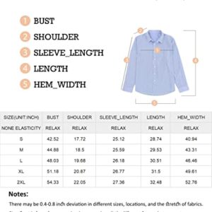 Renaowin Mens Dress Shirt with Front Pocket Regular Fit Pinpoint Stripe Button Down Long Sleeve Shirts US 40(M) Sky Blue