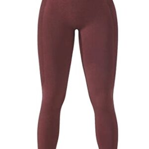 QINSEN Womens 4 Way Stretch Yoga Leggings Seamless High Waisted Workout Fitness Pants Wine L