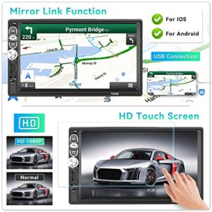 Single Din Apple Carplay Car Stereo Android Auto, 7”Touch Screen Car Radio with Bluetooth FM Radio iOS/Android Mirror Link TF/USB/AUX Input 1 Din Head Unit Receiver+ Backup Camera + Mic