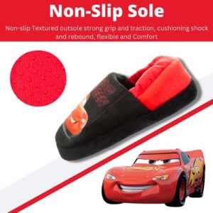 Disney Boys' Pixar Cars Slippers - Plush Lightning McQueen Slippers (Toddler/Boy), Size 7-8 Toddler, Red And Black