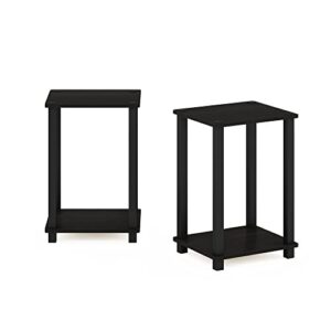 Furinno Simplistic End Table, 2-Pack, Espresso/Black