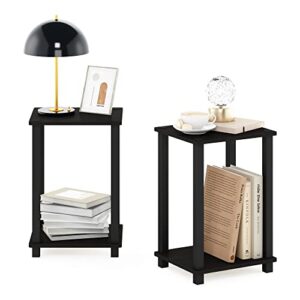 Furinno Simplistic End Table, 2-Pack, Espresso/Black