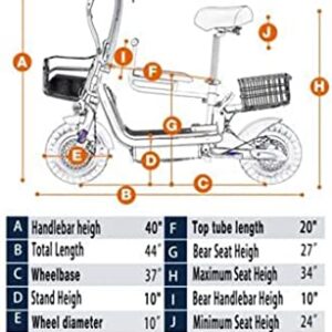 Soumye 48V 500W 13AH Folding Electric Scooters E-Scooter 10" Fat Tire Lithium-ion Battery e-Bike Electric Bicycle(Black) for Adults