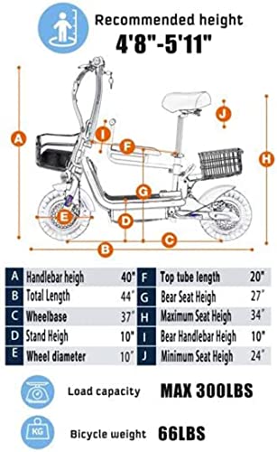 Soumye 48V 500W 13AH Folding Electric Scooters E-Scooter 10" Fat Tire Lithium-ion Battery e-Bike Electric Bicycle(Black) for Adults