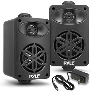 pyleusa bluetooth indoor outdoor speakers pair - 200 watt dual waterproof 3.5” 2-way full range speaker system w/ 1/2” high compliance polymer tweeter - home, boat, patio, poolside - pdwrbt36bk,black
