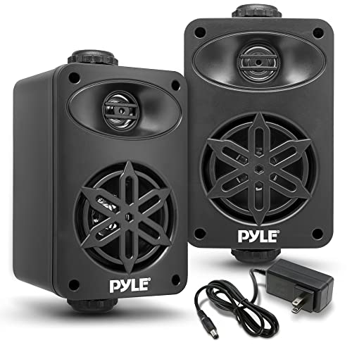 PyleUsa Bluetooth Indoor Outdoor Speakers Pair - 200 Watt Dual Waterproof 3.5” 2-Way Full Range Speaker System w/ 1/2” High Compliance Polymer Tweeter - Home, Boat, Patio, Poolside - PDWRBT36BK,Black