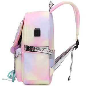 Spotted Tiger School Backpack for Girls Backpack with Lunch Box Aesthetic Backpack for Teen Girl Backpack School Bag Bookbag (Pink)