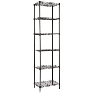 yohkoh 6 wire shelving steel storage rack adjustable unit shelves for laundry bathroom kitchen pantry closet 16.7" width x 62" height x 11.7" depth (black sand pattern)