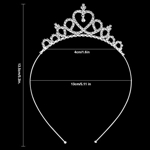 Makone 2 Pieces Girls Crystal Tiara Silver Princess Crown Bendable Adjustable Headband Ultralight Hair Accessories for Birthday Party Wedding Photograph