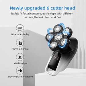 Head Shaver for Bald Men - 6 in 1 Mens Electric Shaver Wet/Dry LED Display, Faster-Charging Cordless Mens Grooming Kit with Nose Hair Trimmer Type-C Charge