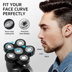 Head Shaver for Bald Men - 6 in 1 Mens Electric Shaver Wet/Dry LED Display, Faster-Charging Cordless Mens Grooming Kit with Nose Hair Trimmer Type-C Charge