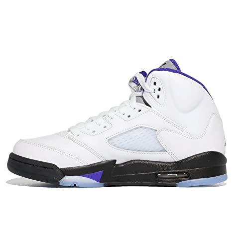 Jordan Boy's Air 5 Retro (Big Kid) White/Dark Concord/Black 4 Big Kid M