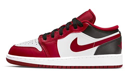 Jordan Boy's Air Jordan 1 Low (Big Kid) White/Gym Red/Black 4.5 Big Kid M