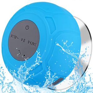 annlend waterproof bluetooth shower speaker portable wireless water-resistant speaker suction cup,built-in mic gifts for kids speakerphone for iphone phone tablet bathroom kitchen - blue