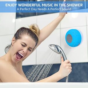 Annlend Waterproof Bluetooth Shower Speaker Portable Wireless Water-Resistant Speaker Suction Cup,Built-in Mic Gifts for Kids Speakerphone for iPhone Phone Tablet Bathroom Kitchen - Blue