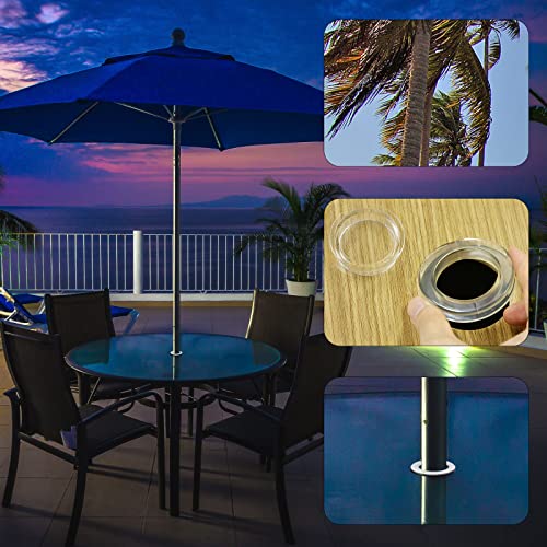 KINBOM 2 Inch 2 Sets Patio Table Umbrella Hole Ring and Cap Set, Clear Silicone Umbrella Hole Cover and Stoppers Replacement Accessories for Outdoor, Parasol Parts for Outside Garden Use(Transparent)