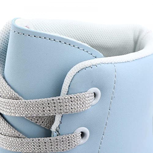 Roller Skates for Women, Shiny High-top PU Leather Roller Skates, Four Wheels Pure Sky-Blue Roller Skates for Girls Beginner Indoor Outdoor (41)