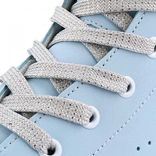 Roller Skates for Women, Shiny High-top PU Leather Roller Skates, Four Wheels Pure Sky-Blue Roller Skates for Girls Beginner Indoor Outdoor (41)