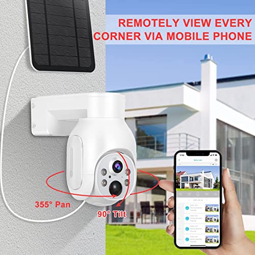 VAIMEST Security Cameras Wireless Outdoor 2k Solar Powered PTZ WiFi Home Camera PIR Motion Recording Two-Way Audio Spotlight Night Vision UBox APP S700