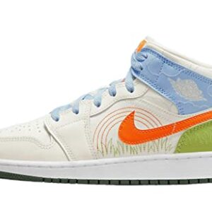 Jordan Boy's Air Jordan 1 Mid SE (Big Kid) Sail/Safety Orange/Psychic Blue 4 Big Kid M