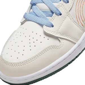 Jordan Boy's Air Jordan 1 Mid SE (Big Kid) Sail/Safety Orange/Psychic Blue 4 Big Kid M