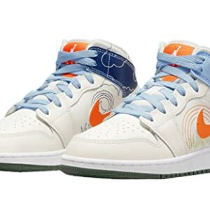 Jordan Boy's Air Jordan 1 Mid SE (Big Kid) Sail/Safety Orange/Psychic Blue 4 Big Kid M