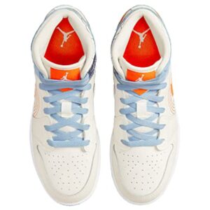 Jordan Boy's Air Jordan 1 Mid SE (Big Kid) Sail/Safety Orange/Psychic Blue 4 Big Kid M