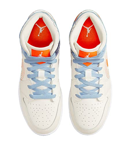 Jordan Boy's Air Jordan 1 Mid SE (Big Kid) Sail/Safety Orange/Psychic Blue 4 Big Kid M