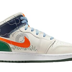 Jordan Boy's Air Jordan 1 Mid SE (Big Kid) Sail/Safety Orange/Psychic Blue 4 Big Kid M