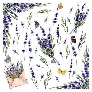 stencils for walls lavender rub on stickers, 6 x 6 inch sheet - dry rub-on/off transfers stickers for furniture scrapbooking crafts mixed media collage art, multi