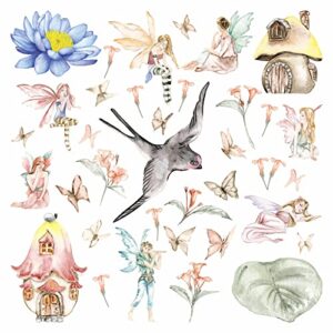 fairies rub on stickers, 6 x 6 inch sheet - dry rub-on/off transfers stickers for furniture scrapbooking crafts mixed media collage art