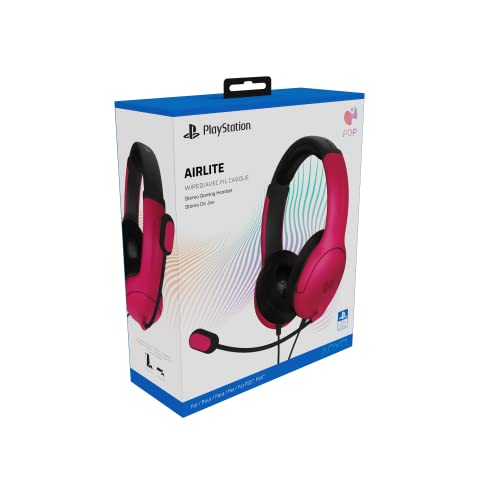 PDP AIRLITE Wired Playstation 5 Headset with Noise Cancelling Boom Microphone: PS5/PS4/PS3 Console/PC (Cosmic Red)