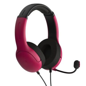 PDP AIRLITE Wired Playstation 5 Headset with Noise Cancelling Boom Microphone: PS5/PS4/PS3 Console/PC (Cosmic Red)