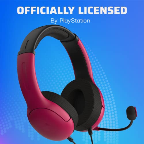 PDP AIRLITE Wired Playstation 5 Headset with Noise Cancelling Boom Microphone: PS5/PS4/PS3 Console/PC (Cosmic Red)