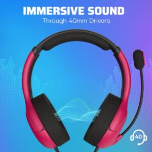 PDP AIRLITE Wired Playstation 5 Headset with Noise Cancelling Boom Microphone: PS5/PS4/PS3 Console/PC (Cosmic Red)